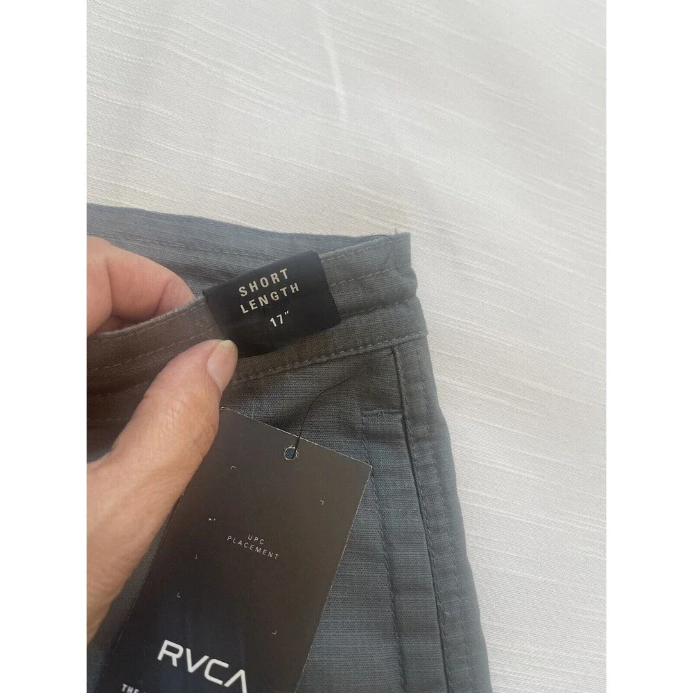 RVCA Hidden Drawstring 17” Cotton Polyester Blend Shorts In Dark Gray Sz 29 New